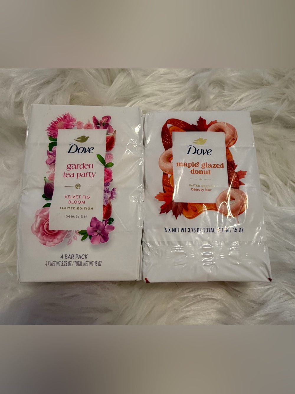 Dove Garden Tea Party Velvet Fig and Dove Maple Glazed Donut Soap Bars